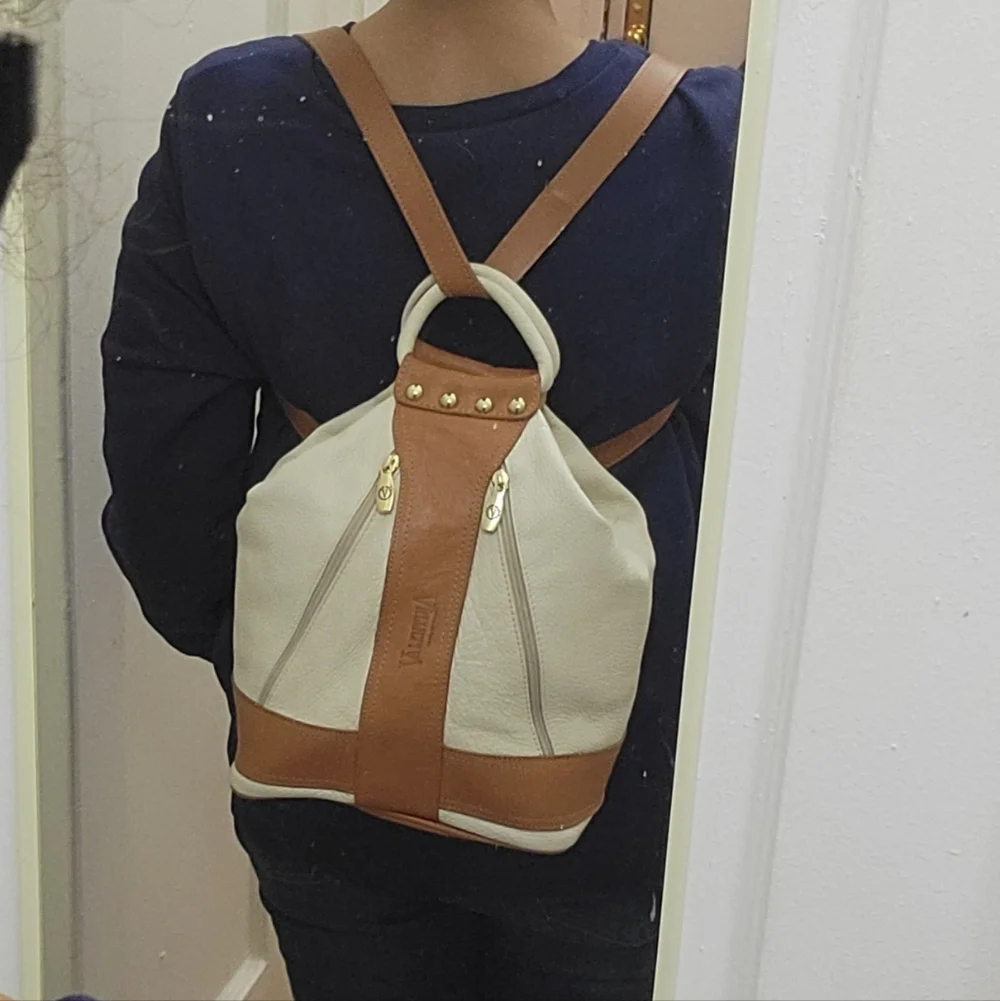 Valentina leather convertible sling/backpack bag. Classic Neutral‎ Quiet Luxury - Picture 6 of 14